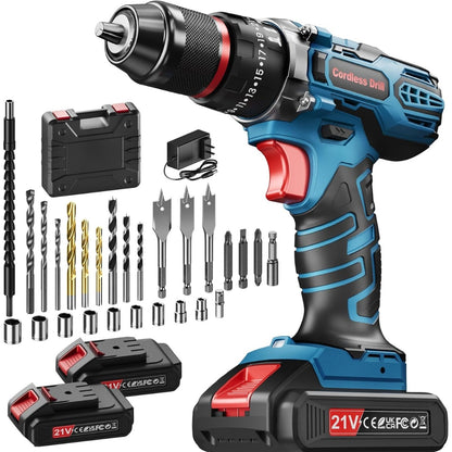 Taladro atornillador inalámbrico de 21 V – Kit de 29 piezas
