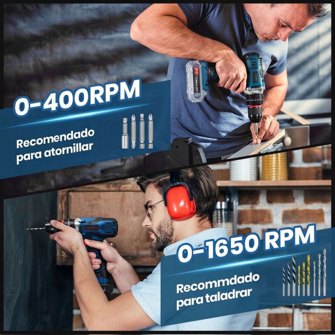 Taladro atornillador inalámbrico de 21 V – Kit de 29 piezas