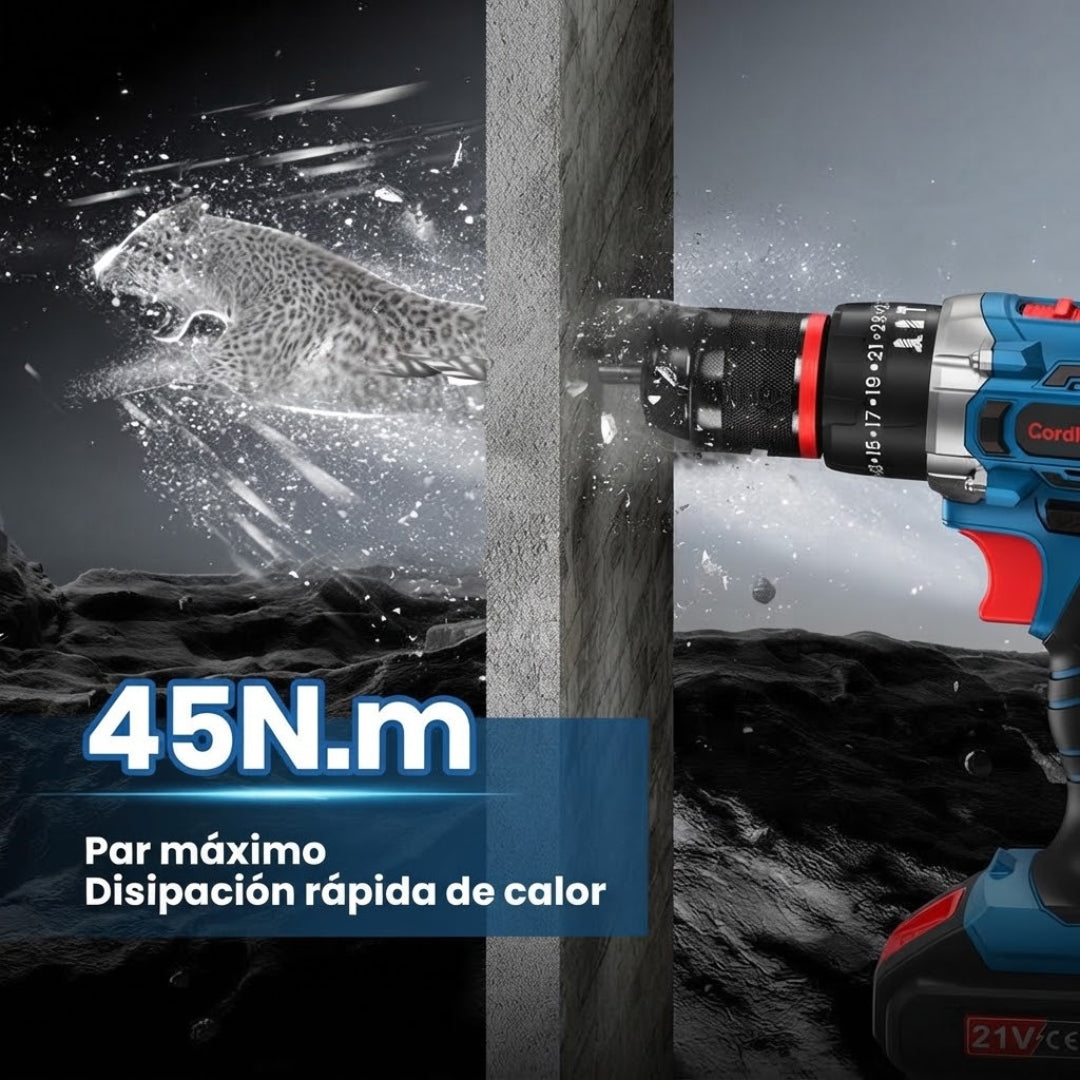 Taladro atornillador inalámbrico de 21 V – Kit de 29 piezas