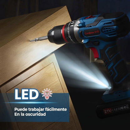 Taladro atornillador inalámbrico de 21 V – Kit de 29 piezas