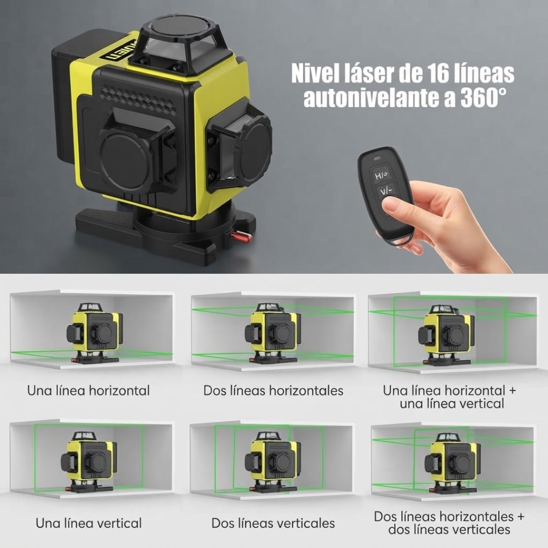 Nivel láser 4D 360° con autonivelación automática
