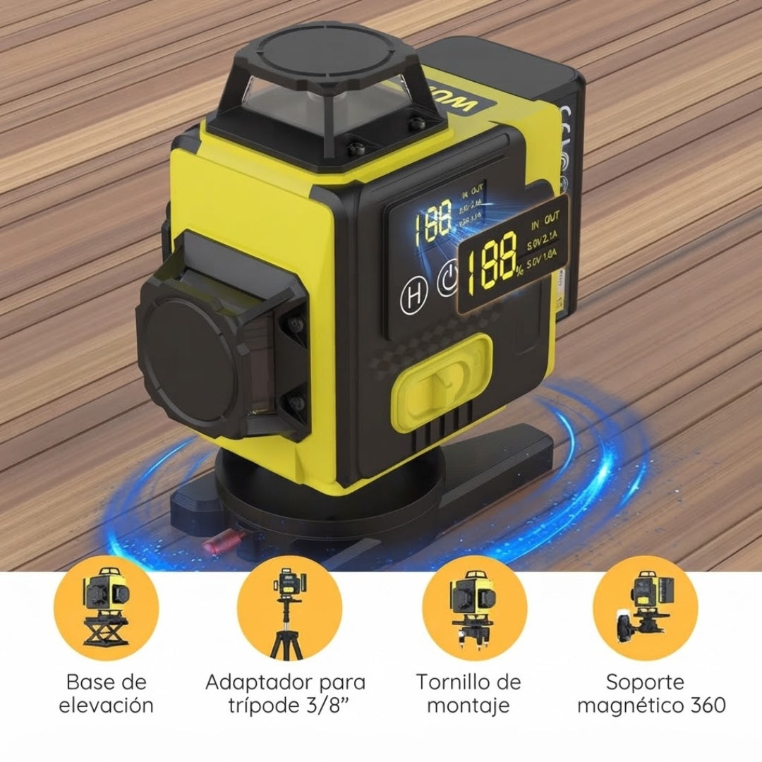 Nivel láser 4D 360° con autonivelación automática