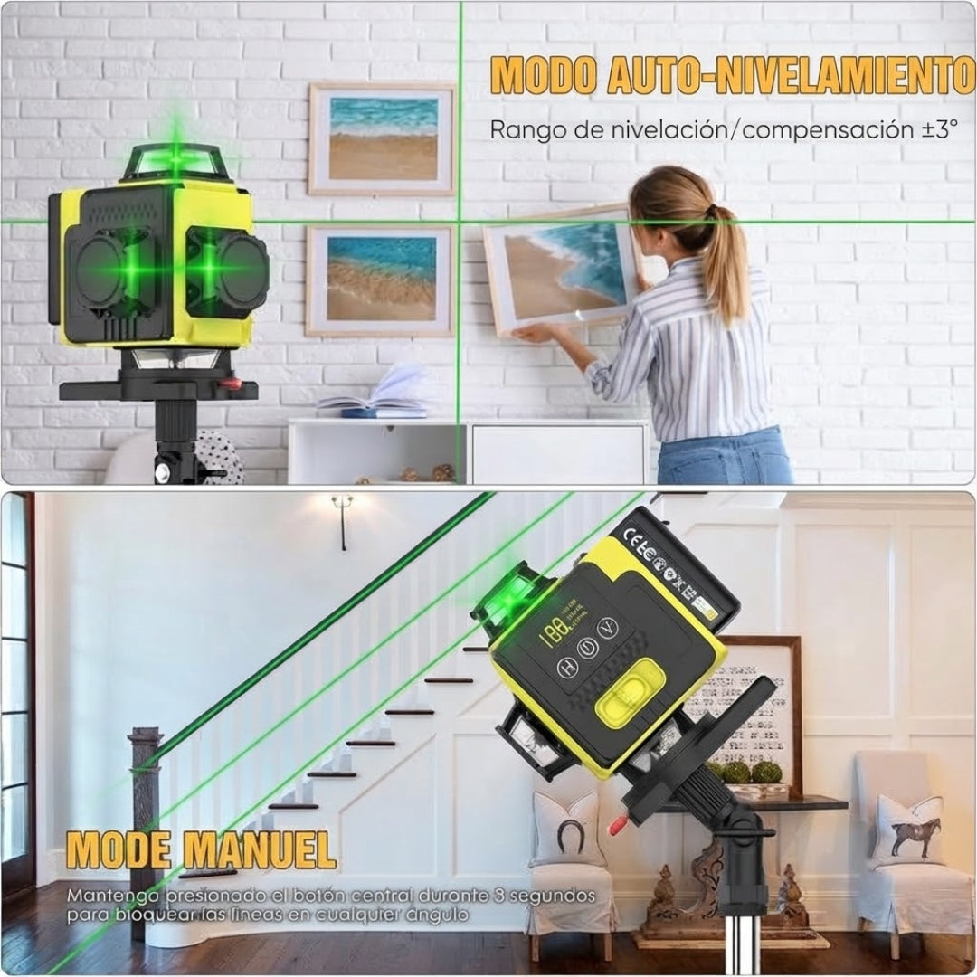Nivel láser 4D 360° con autonivelación automática