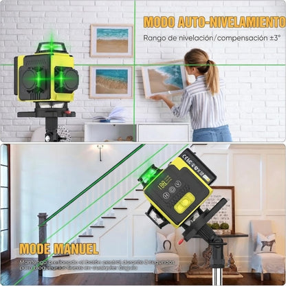 Nivel láser 4D 360° con autonivelación automática
