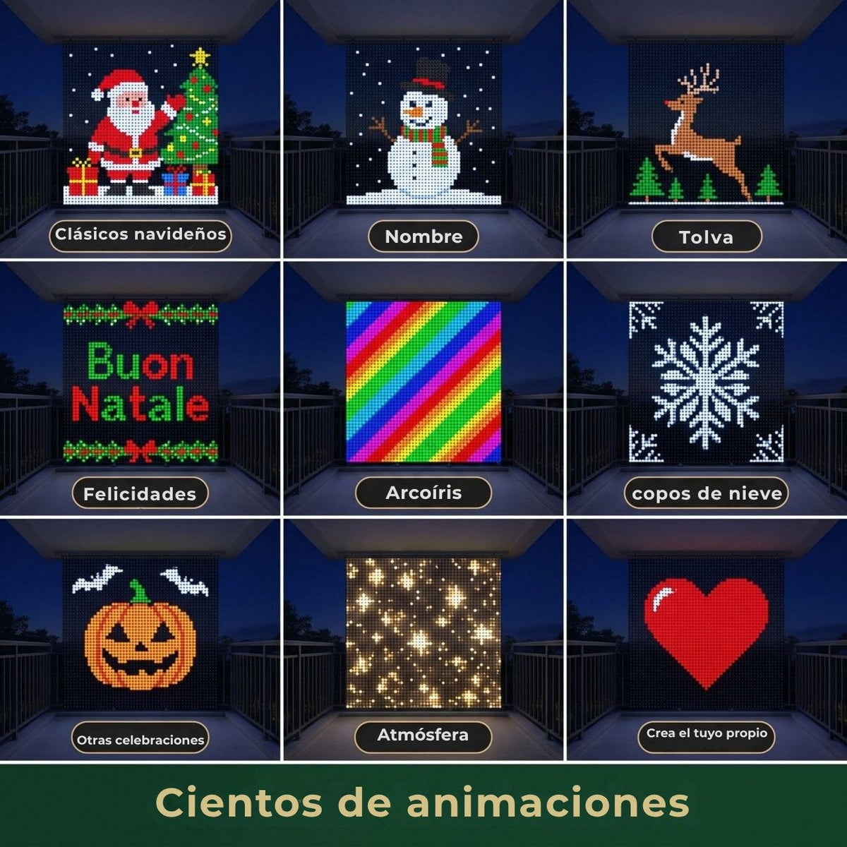 Festilume™ – Cortina de luces LED animada de Navidad