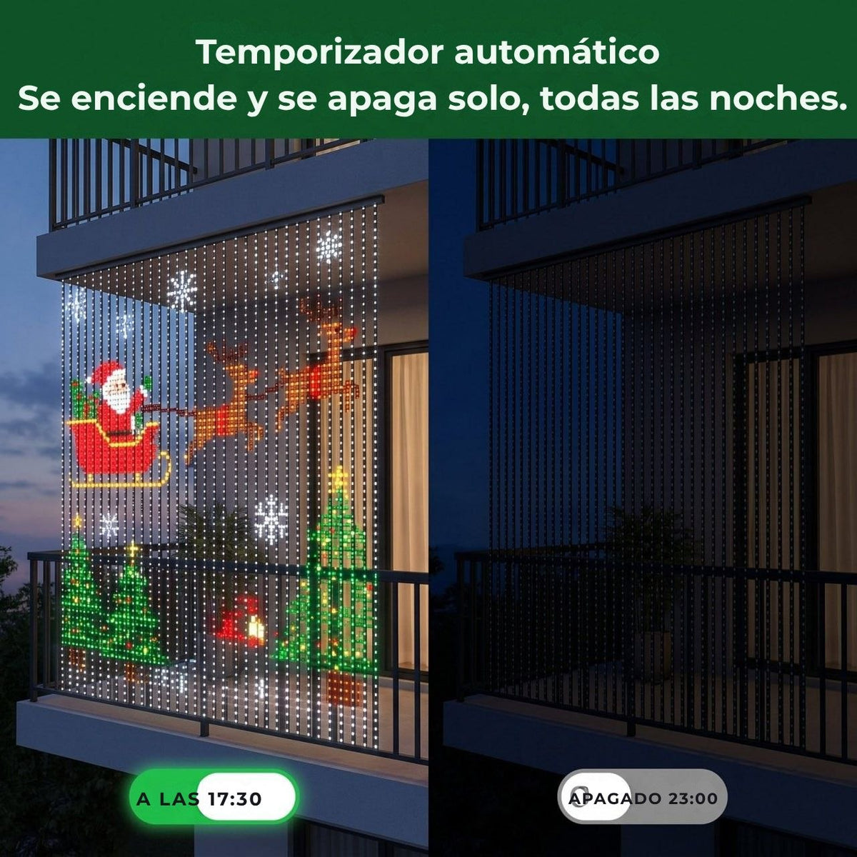 Festilume™ – Cortina de luces LED animada de Navidad