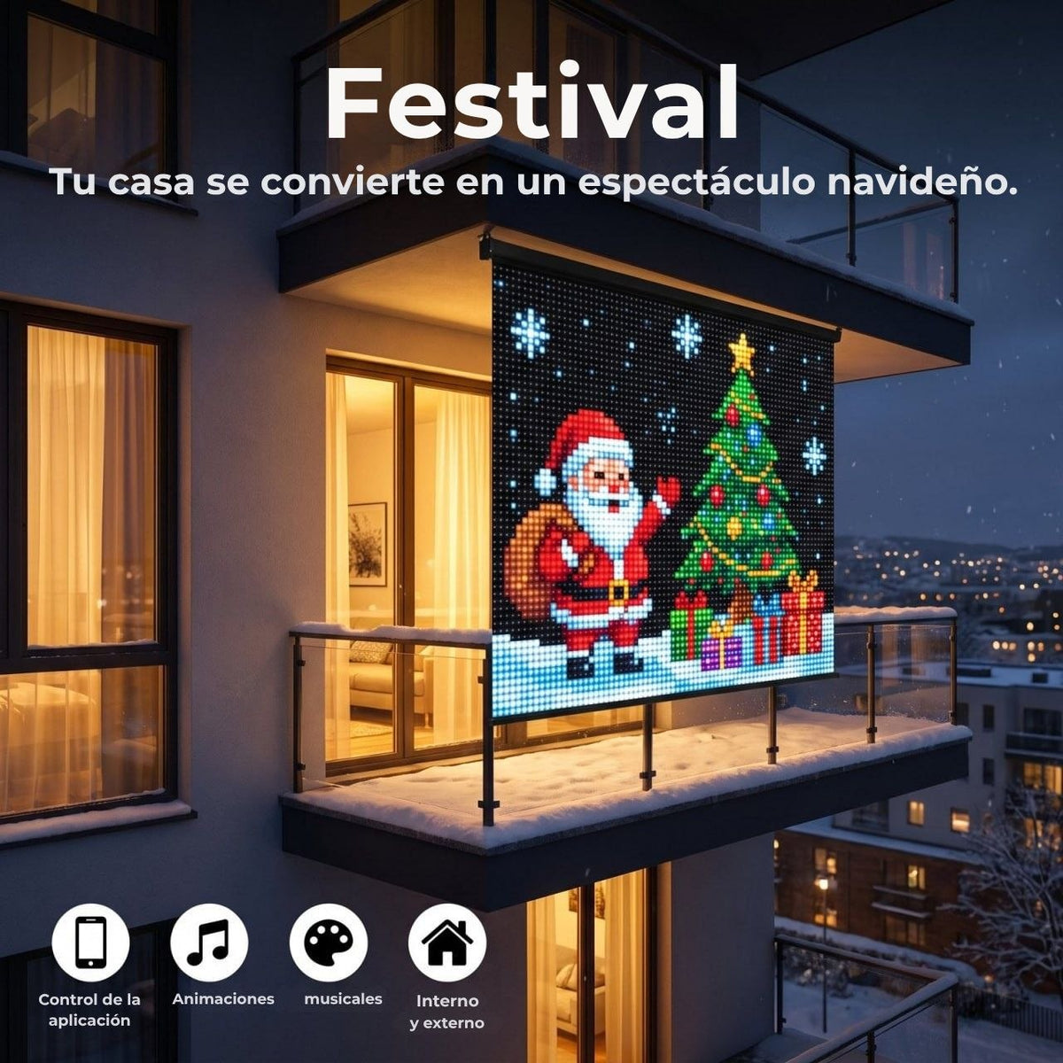 Festilume™ – Cortina de luces LED animada de Navidad